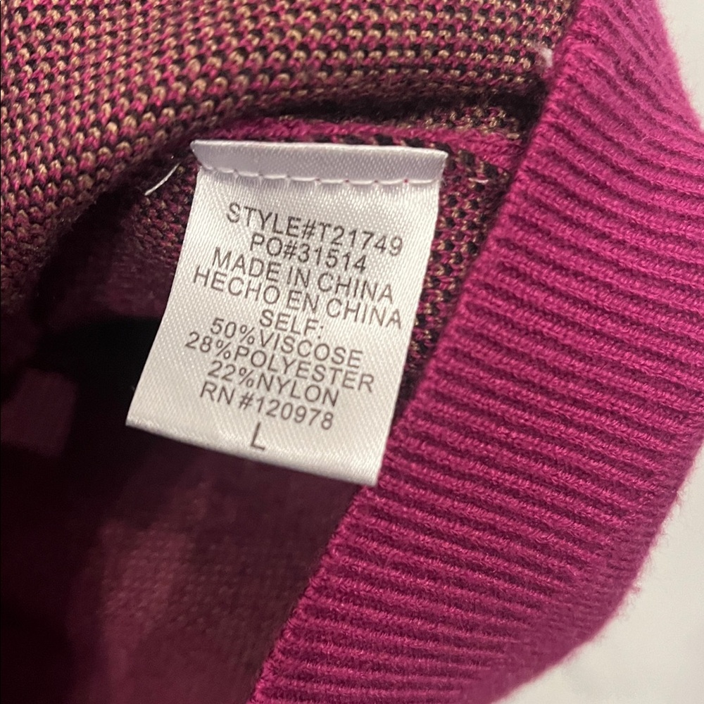 vestique Hot Pink Ribbed Mock Neck Knit Vest cheetah motif - Picture 3 of 4